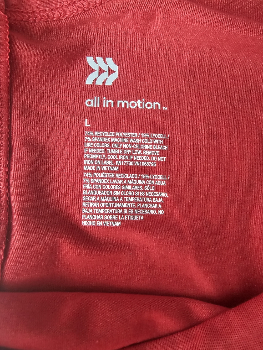 All in Motion Red Long Sleeve Crewneck Top L Cutout Strap Back Athleisure - Picture 4 of 4